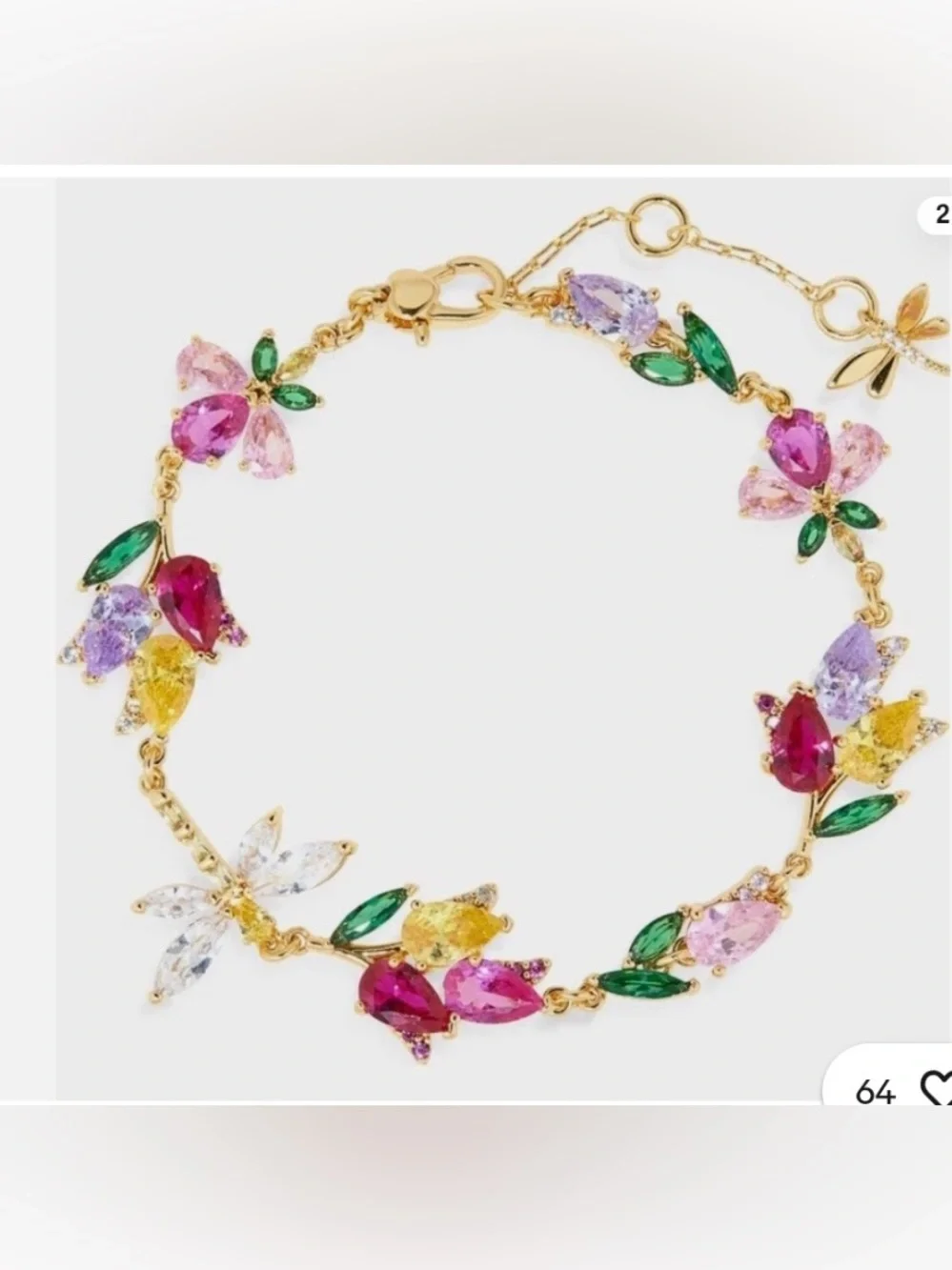 Kate Spade Greenhouse Floral Bracelet Gold Tone Multi